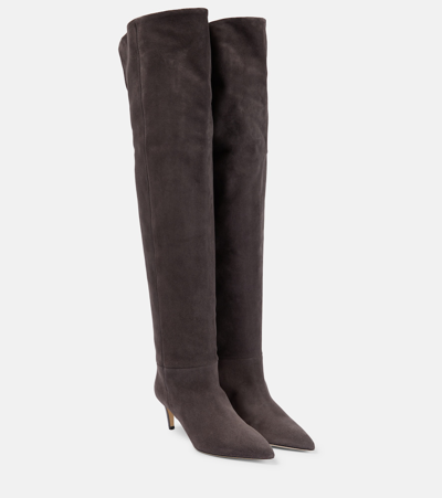 Paris Texas Suede Over-the-knee Boots In Grey