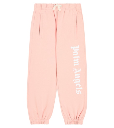 Palm Angels Kids' Logo Cotton Jersey Sweatpants In Pink