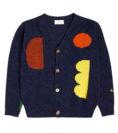 Bobo Choses Kids' Intarsia Wool-blend Cardigan In Blue