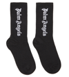 Palm Angels Logo Jacquard Cotton Blend Knit Socks In Black