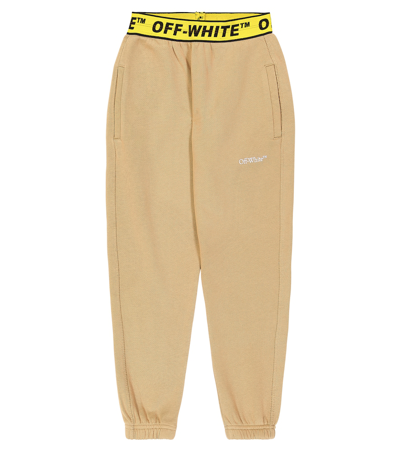 Off-white Kids' Logo棉质运动裤 In Beige