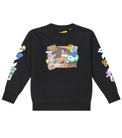 Off-white Kids' Printed Cotton Sweatshirt In Black