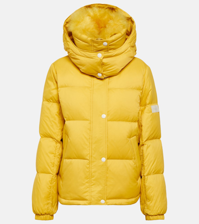 Yves Salomon Shearling-trimmed Down Jacket In Yellow