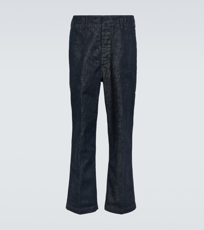 Lemaire Maxi Chino Flared Jeans In Blue