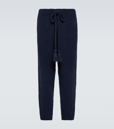 Alanui Wind Rose Ribbed-knit Sweatpants In Blue