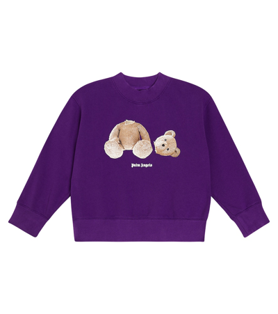 Palm Angels Kids' Printed Cotton Jersey Sweatshirt In Purple