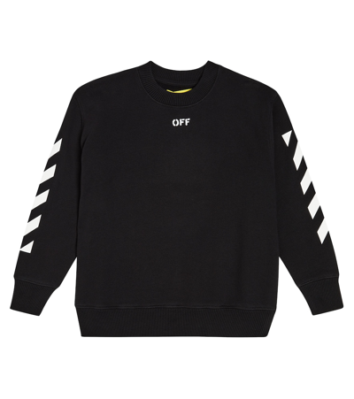 Off-white Kids' Printed Cotton Sweatshirt In Black