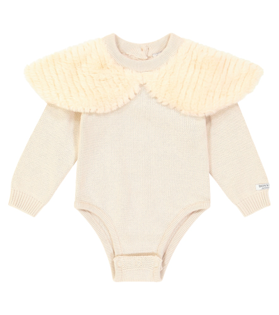 Donsje Babies' Embroidered Cotton Jersey Onesie In Beige