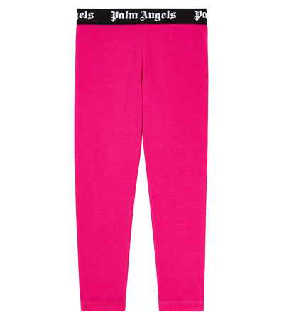 Palm Angels Leggings Banda Logo In Fucsia