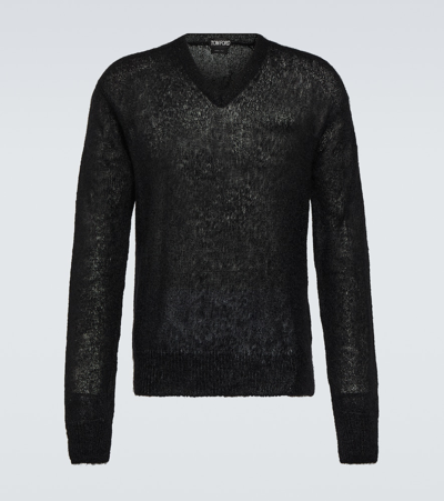 Tom Ford Knit V-neck Jumper In Black