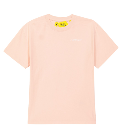 Off-white Kids' Logo Cotton Jersey T-shirt In Pink