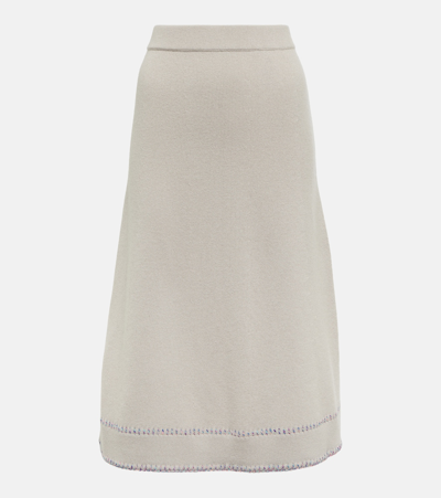 Lisa Yang Adele Cashmere Midi Skirt In Grey
