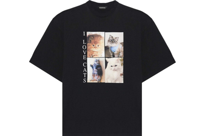 Pre-owned Balenciaga I Love Cats T-shirt Black