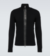 MONCLER WOOL AND LEATHER-TRIMMED CARDIGAN