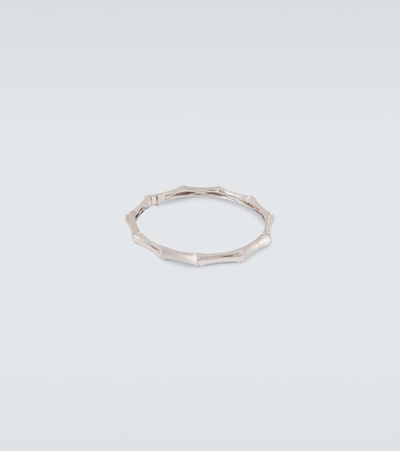 Rainbow K Bamboo 14kt White Gold Bangle With Diamonds In Silver