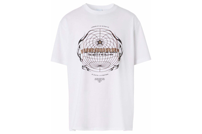 Pre-owned Burberry Globe-graphic T-shirt White