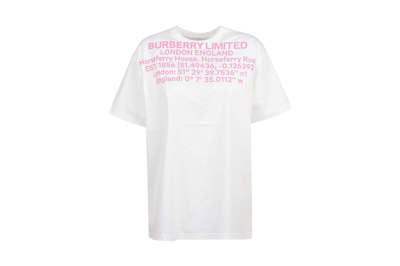Pre-owned Burberry Location-print T-shirt White/pink