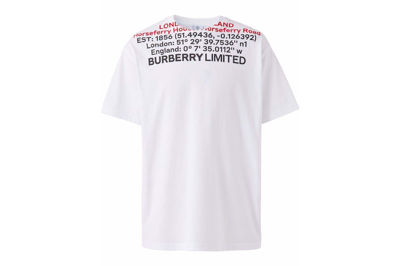 Pre-owned Burberry Location-print T-shirt White/black/red