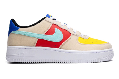Pre-owned Nike Air Force 1 Low Multi-color Velcro (gs) In Sanddrift/emerald Rise/track Red