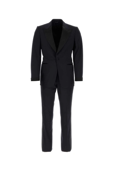 Tom Ford Wool Super 110s Sharkskin Shelton 2-piece Suit In Navy