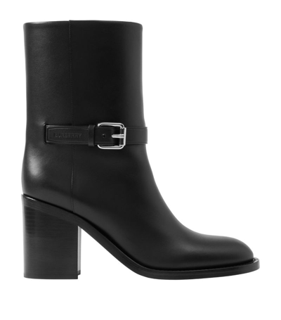 Burberry Leather Ankle Boots In Black