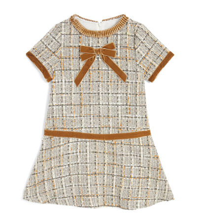Patachou Kids' Bow-detail Tweed Dress (3-12 Years) In Brown