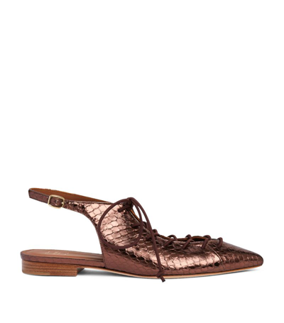 Malone Souliers By Roy Luwalt Malone Souliers Leather Alessandra Flats In Brown