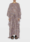 La Doublej Cascata Metallic Floral Silk Maxi Kaftan In Ortica