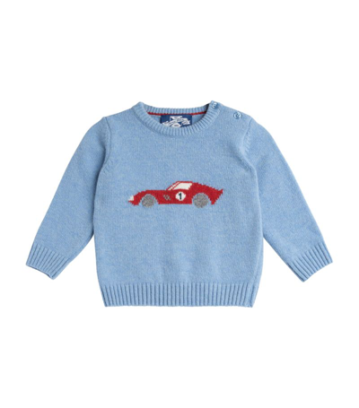 Trotters Wool-blend Sebastian Car Sweater (3-24 Months) In Blue