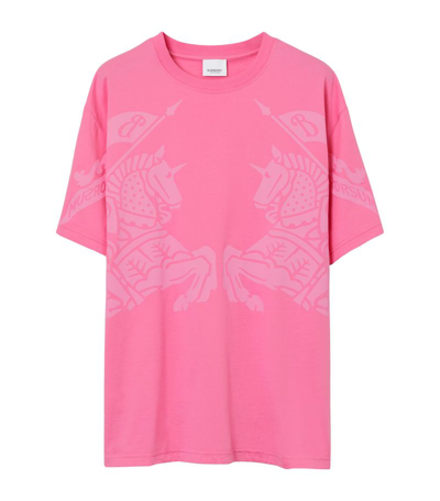Burberry Ekd Print Cotton Oversized T-shirt In Bubblegum Pink