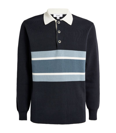 Che Mens Knited Rugby Poloshirt In Navy In Blue