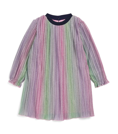 Billieblush Kids' Metallic-effect Pleated Dress In Multicoloured