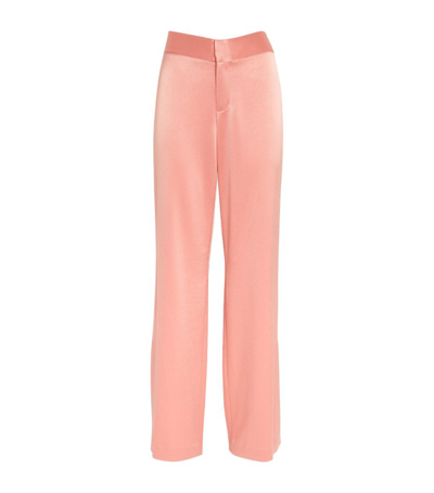 Alice And Olivia Satin Side-split Trousers In Pink