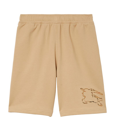 Burberry Check Ekd Cotton Shorts In Soft Fawn