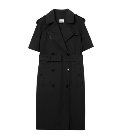 Burberry Jesent Short Sleeve Gabardine Trench Dress In Black