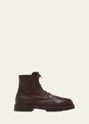 BRUNELLO CUCINELLI MEN'S SHEARLING-LINED DEERSKIN LACE-UP BOOTS