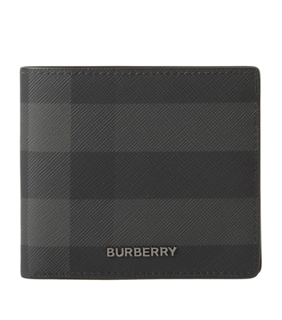 Burberry Check E-canvas Coin Wallet In Black