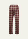 Hanro Checked Regular-fit Straight-leg Cotton Pyjama Bottoms In Red