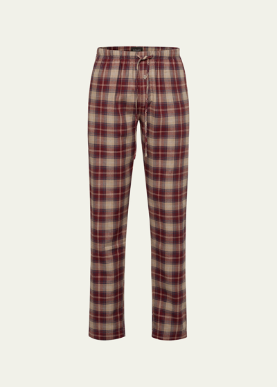 Hanro Checked Regular-fit Straight-leg Cotton Pyjama Bottoms In Homey Check