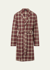 Hanro Men's Cozy Comfort Flannel Robe In Homey Check