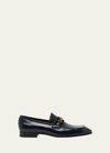 TOM FORD MEN'S BAILEY GLOSSY LEATHER CHAIN LOAFERS