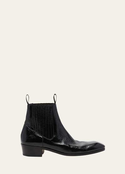 Tom Ford Bailey Croc-embossed Leather Chelsea Boots In Black