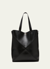 Loewe Puzzle Fold Large Leather Tote Bag In Black