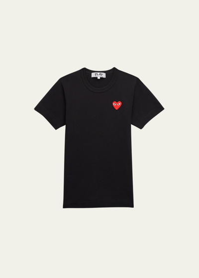 Cdg Play Heart Logo Short-sleeve Cotton T-shirt In Black