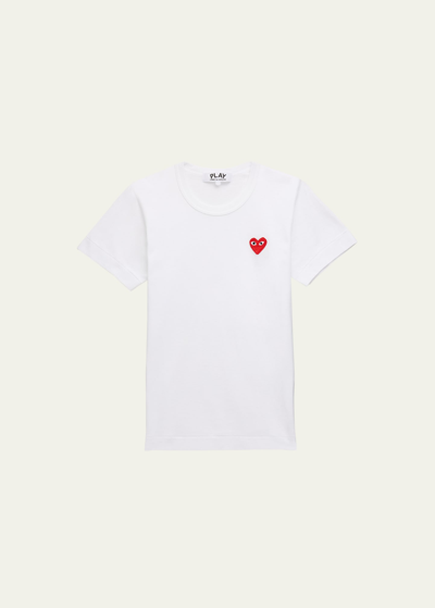 Cdg Play Heart Logo Short-sleeve Cotton T-shirt In White