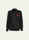 CDG PLAY LOGO-PATCH WOVEN COTTON BUTTON-FRONT SHIRT