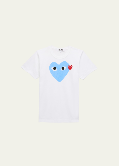 Cdg Play Heart Eyes Logo Short-sleeve T-shirt In Blue