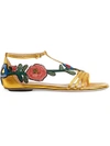 Gucci Embroidered Metallic Leather Sandal