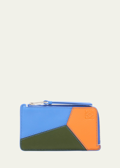 Loewe Men's Puzzle Coin Card Holder In Blue/green/orange