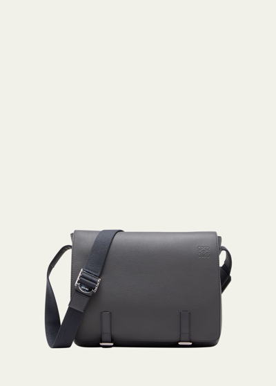 Loewe Men's Grained Leather Military Messenger Bag In Anthracite